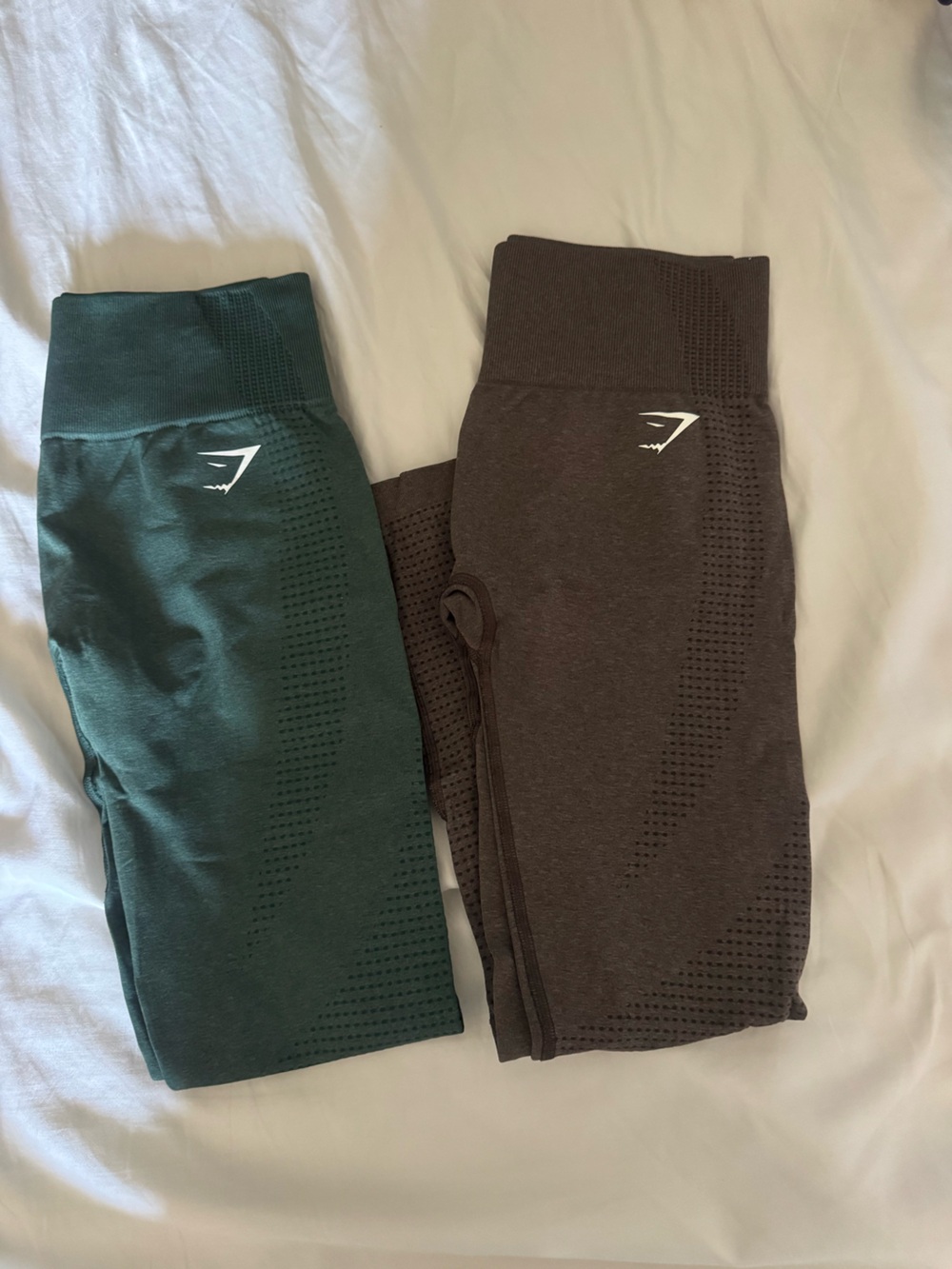Gymshark vital 2.0 brown  and green leggings